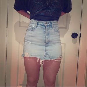 AGOLDE Light Denim Skirt (hand painted)